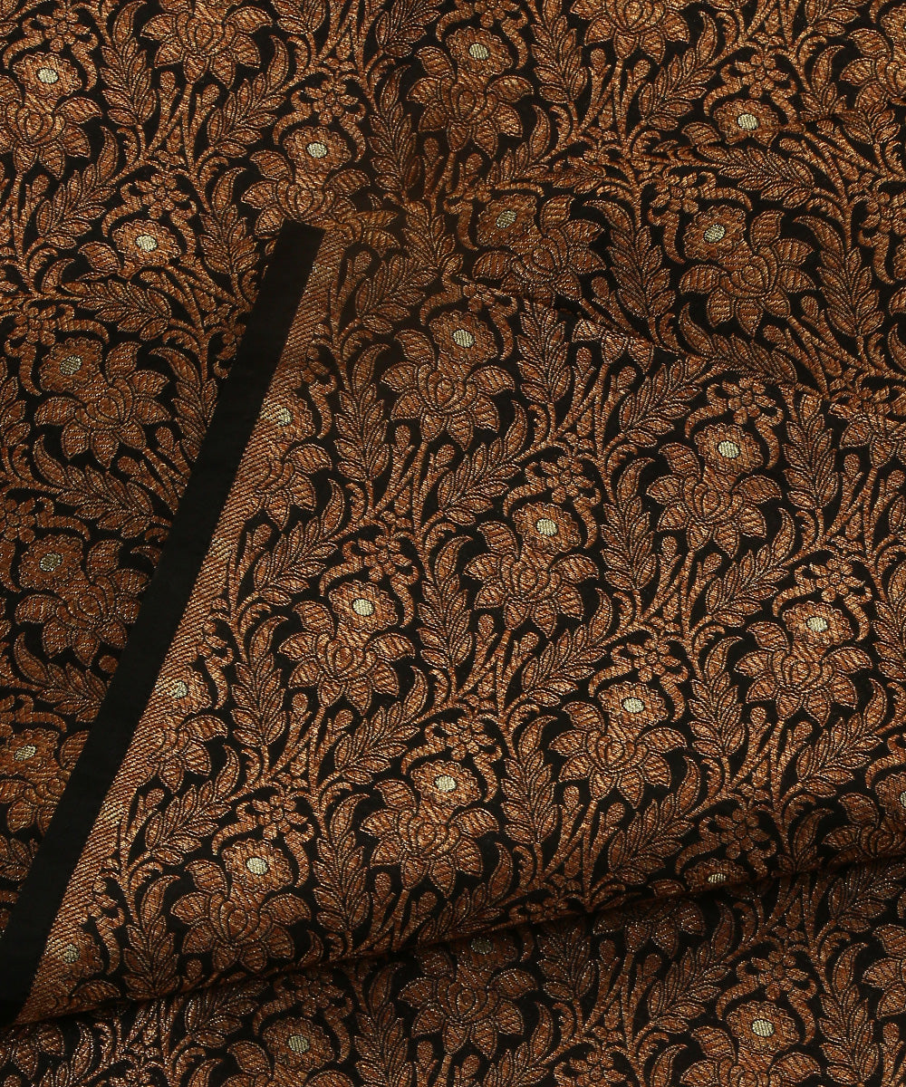 Handloom_Black_Pure_Katan_Silk_Kimkhab_Fabric_With_Mughal_Motif_WeaverStory_04