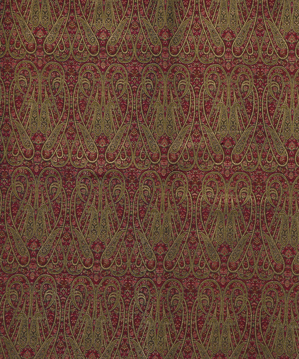 Navy_Blue_Handloom_Pure_Katan_Silk_Zari_Kimkhab_Banarasi_Fabric_With_Paisley_Resham_Three_Color_WeaverStory_02