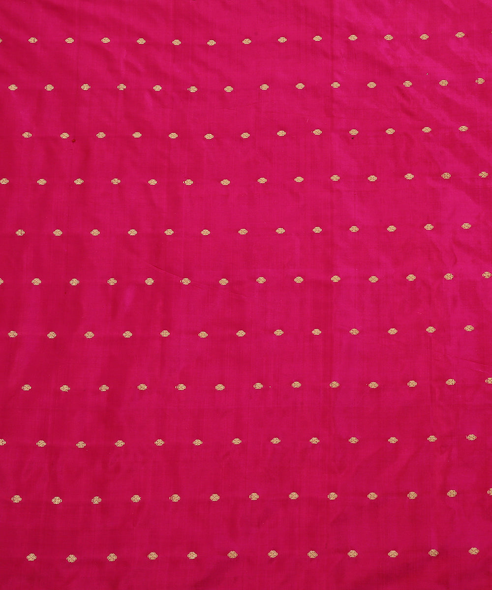 Handloom_Hot_Pink_Pure_Katan_Silk_Banarasi_Fabric_With_Cutwork_Booti_WeaverStory_02