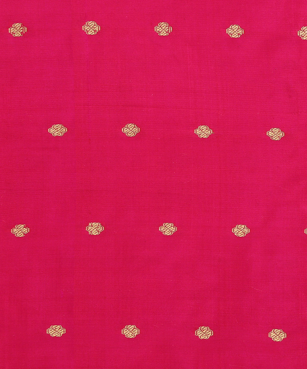 Hot_Pink_Handloom_Pure_Katan_Silk_Pure_Katan_Silk_Banarasi_Fabric_With_Cutwork_Booti_WeaverStory_02