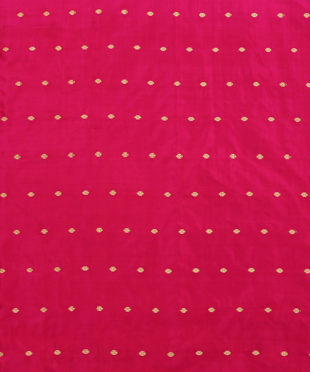 Hot_Pink_Handloom_Pure_Katan_Silk_Pure_Katan_Silk_Banarasi_Fabric_With_Cutwork_Booti_WeaverStory_03