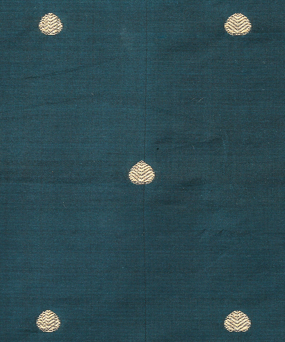 Dark_Teal_Green_Handloom_Pure_Katan_Silk_Banarasi_Fabric_With_Cutwork_Booti_WeaverStory_03