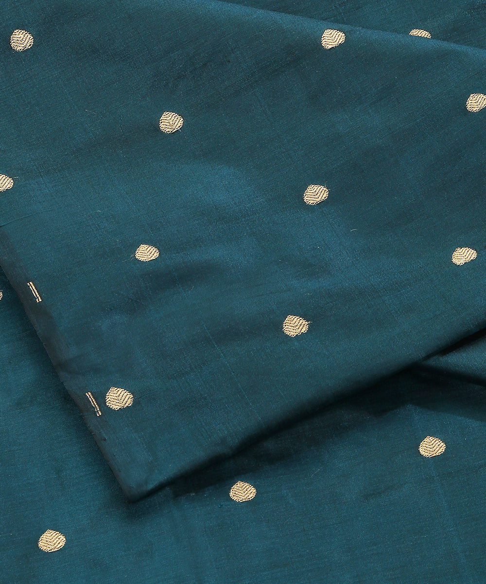Dark_Teal_Green_Handloom_Pure_Katan_Silk_Banarasi_Fabric_With_Cutwork_Booti_WeaverStory_04