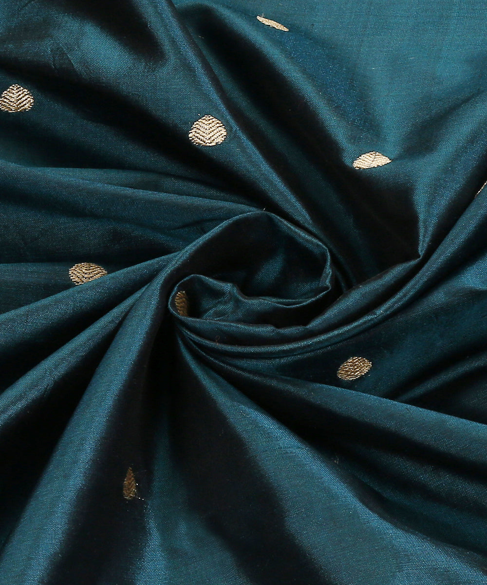 Dark_Teal_Green_Handloom_Pure_Katan_Silk_Banarasi_Fabric_With_Cutwork_Booti_WeaverStory_05