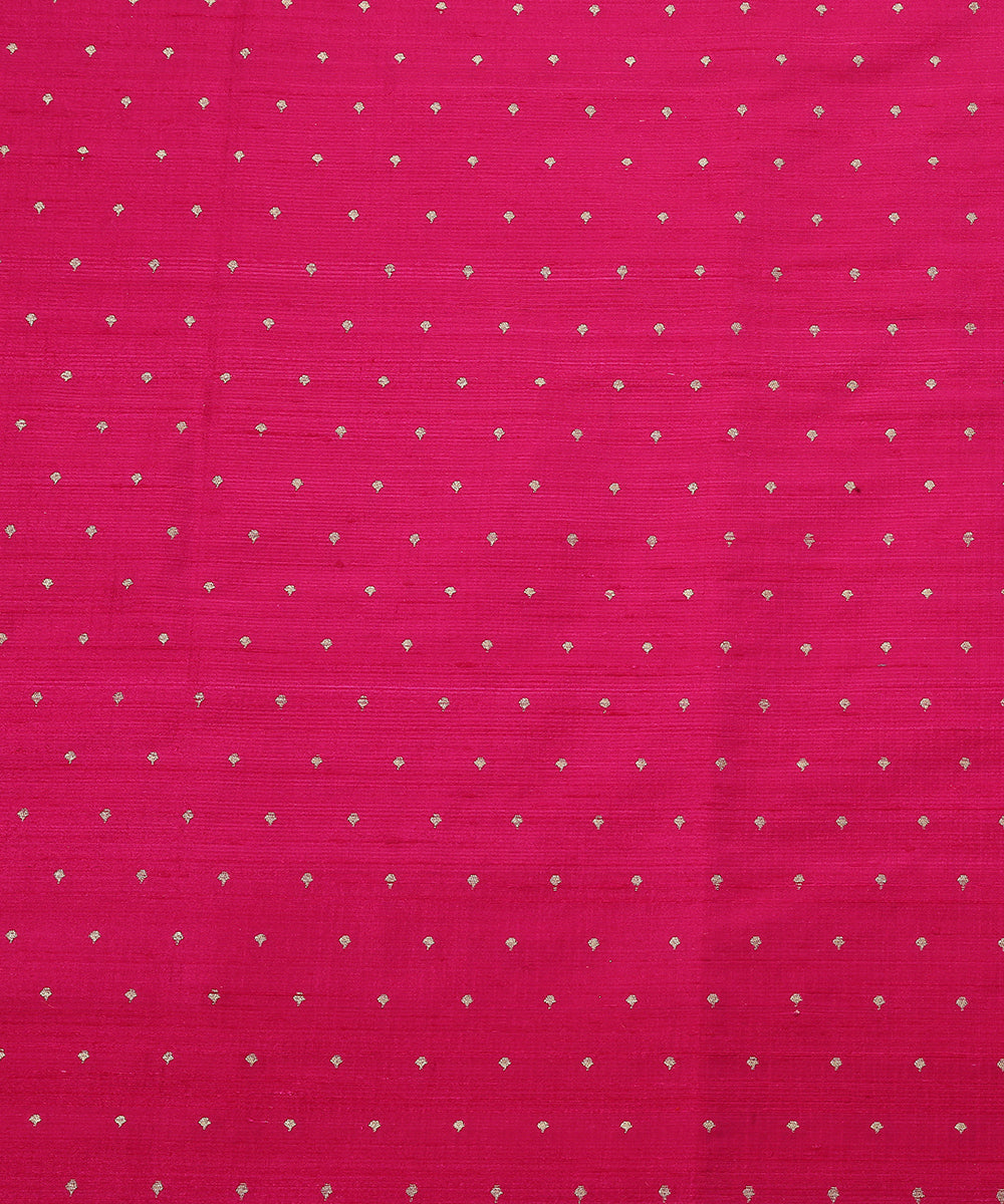 Rani_Pink_Handloom_Pure_Tussar_Silk_Banarasi_Fabric_With_Cutwork_Booti_WeaverStory_02