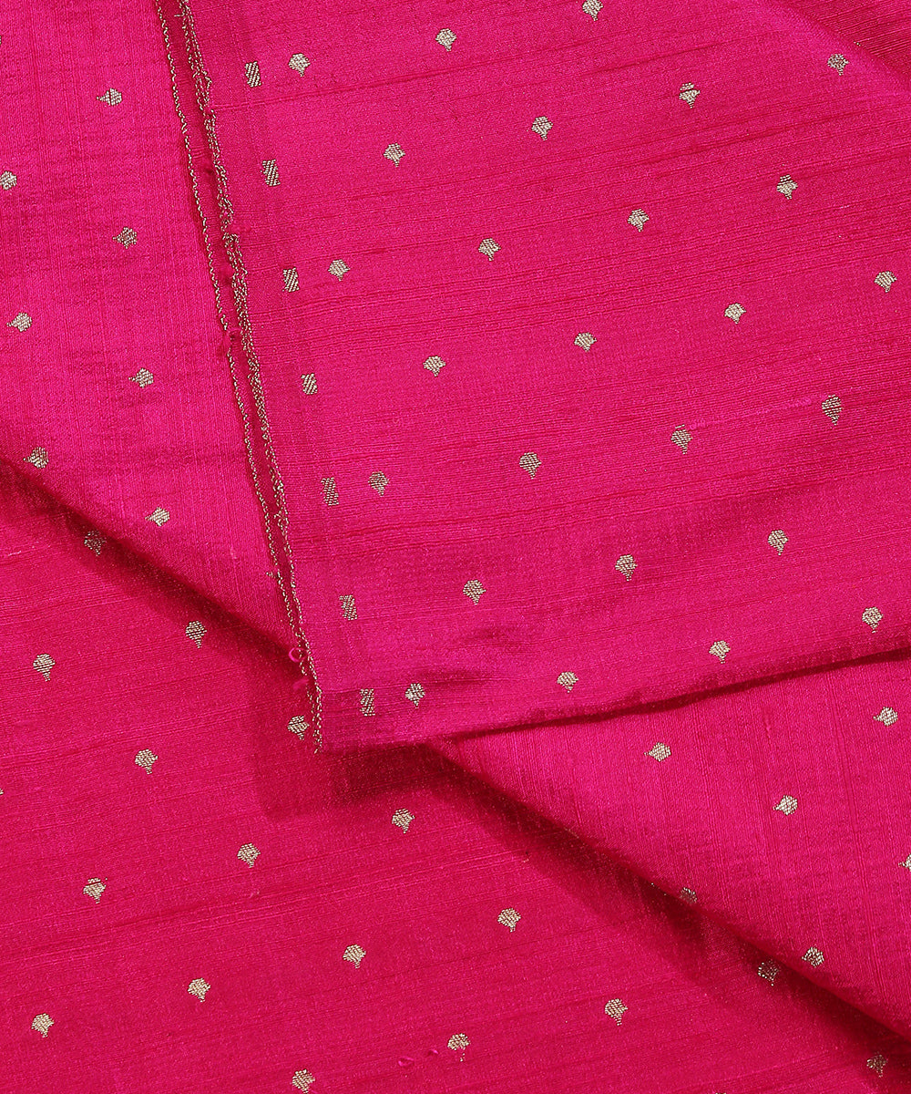Rani_Pink_Handloom_Pure_Tussar_Silk_Banarasi_Fabric_With_Cutwork_Booti_WeaverStory_04