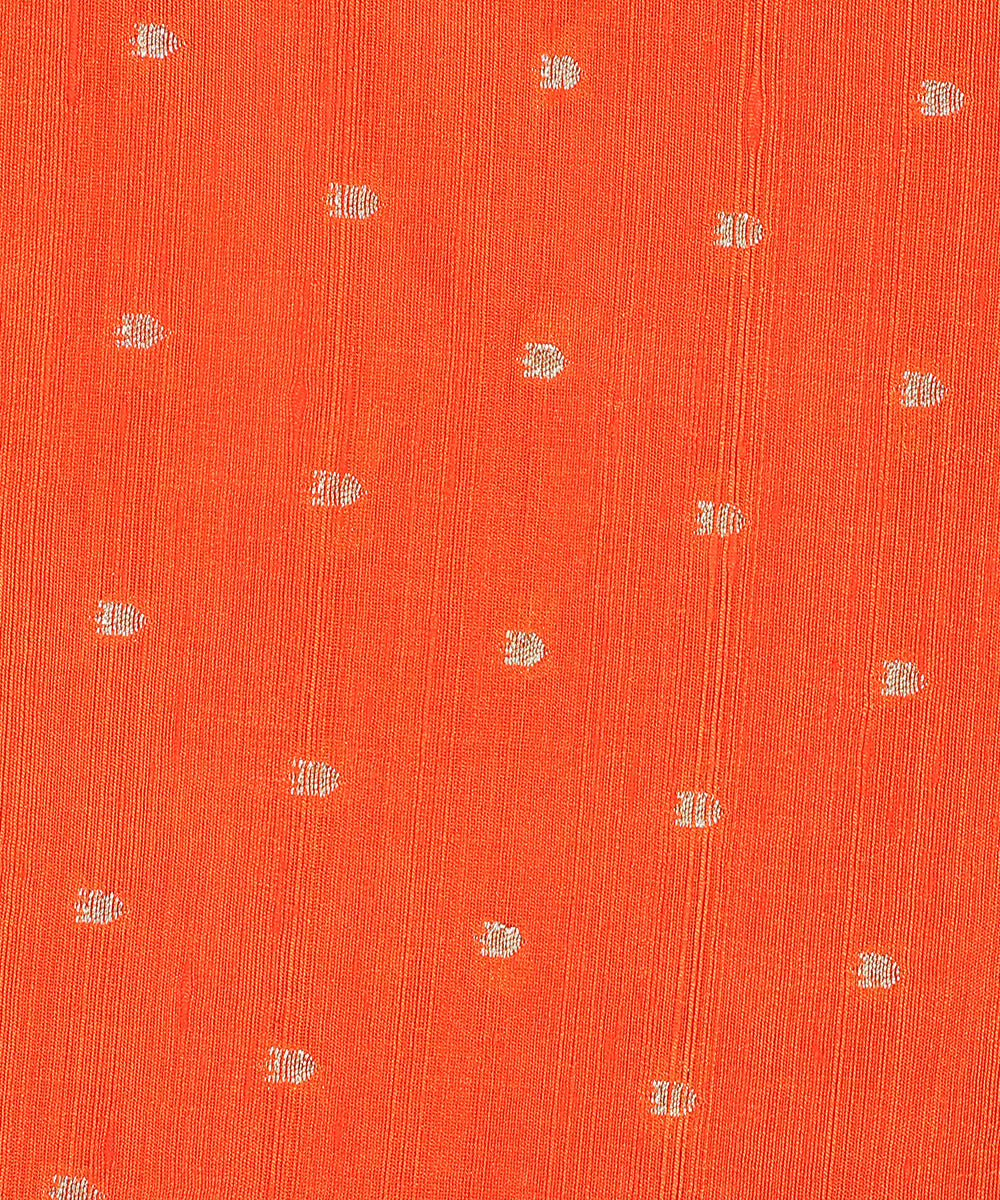 Handloom_Orange_Pure_Tussar_Silk_Banarasi_Fabric_With_Cutwork_Booti_WeaverStory_03