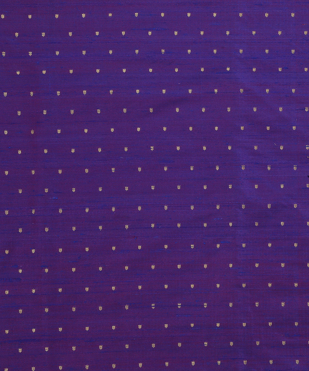 Handloom_Blue_Double_Shade_Pure_Tussar_Silk_Banarasi_Fabric_With_Cutwork_Booti_WeaverStory_02
