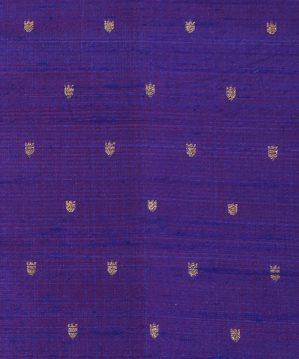 Handloom_Blue_Double_Shade_Pure_Tussar_Silk_Banarasi_Fabric_With_Cutwork_Booti_WeaverStory_03
