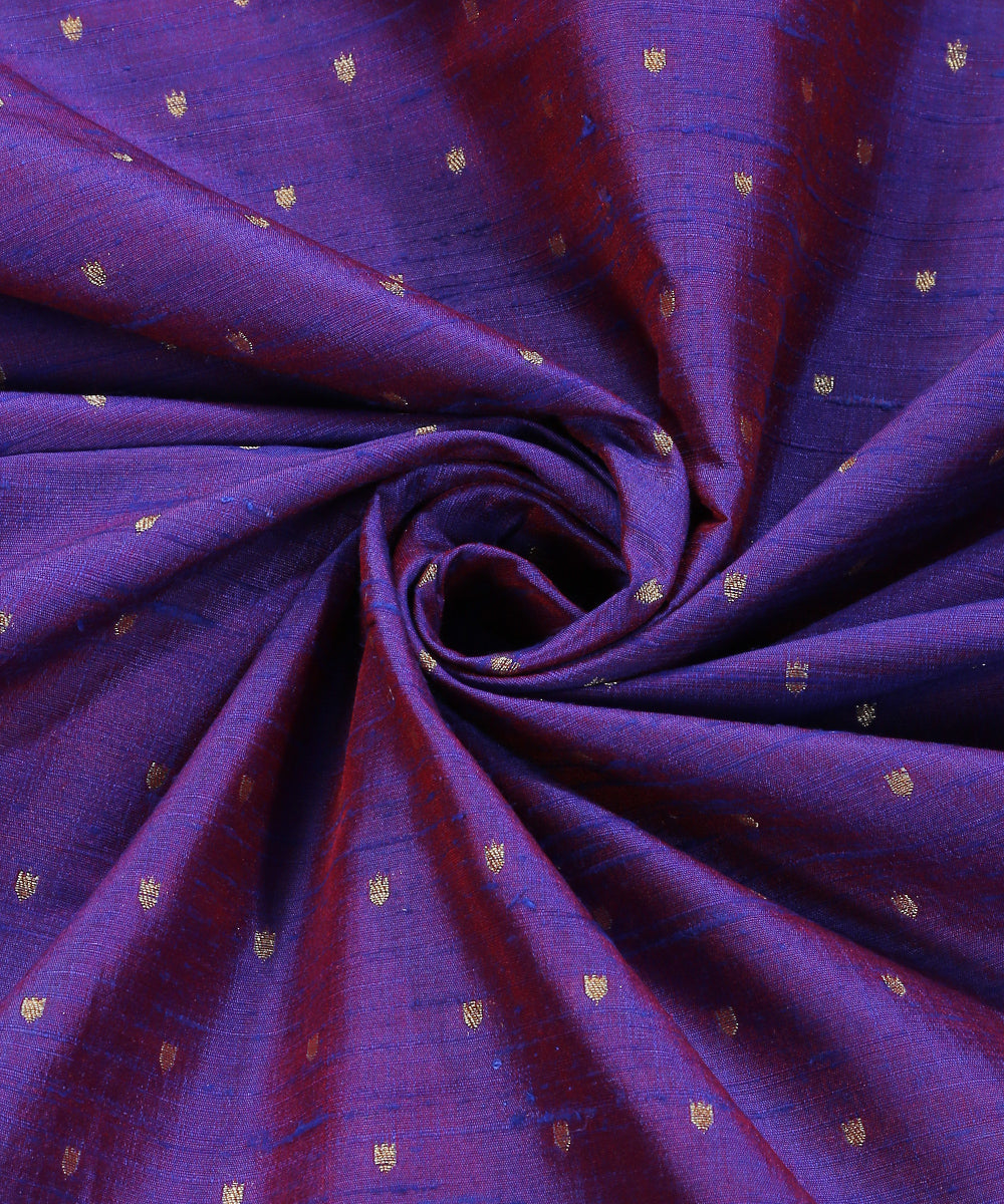 Handloom_Blue_Double_Shade_Pure_Tussar_Silk_Banarasi_Fabric_With_Cutwork_Booti_WeaverStory_05