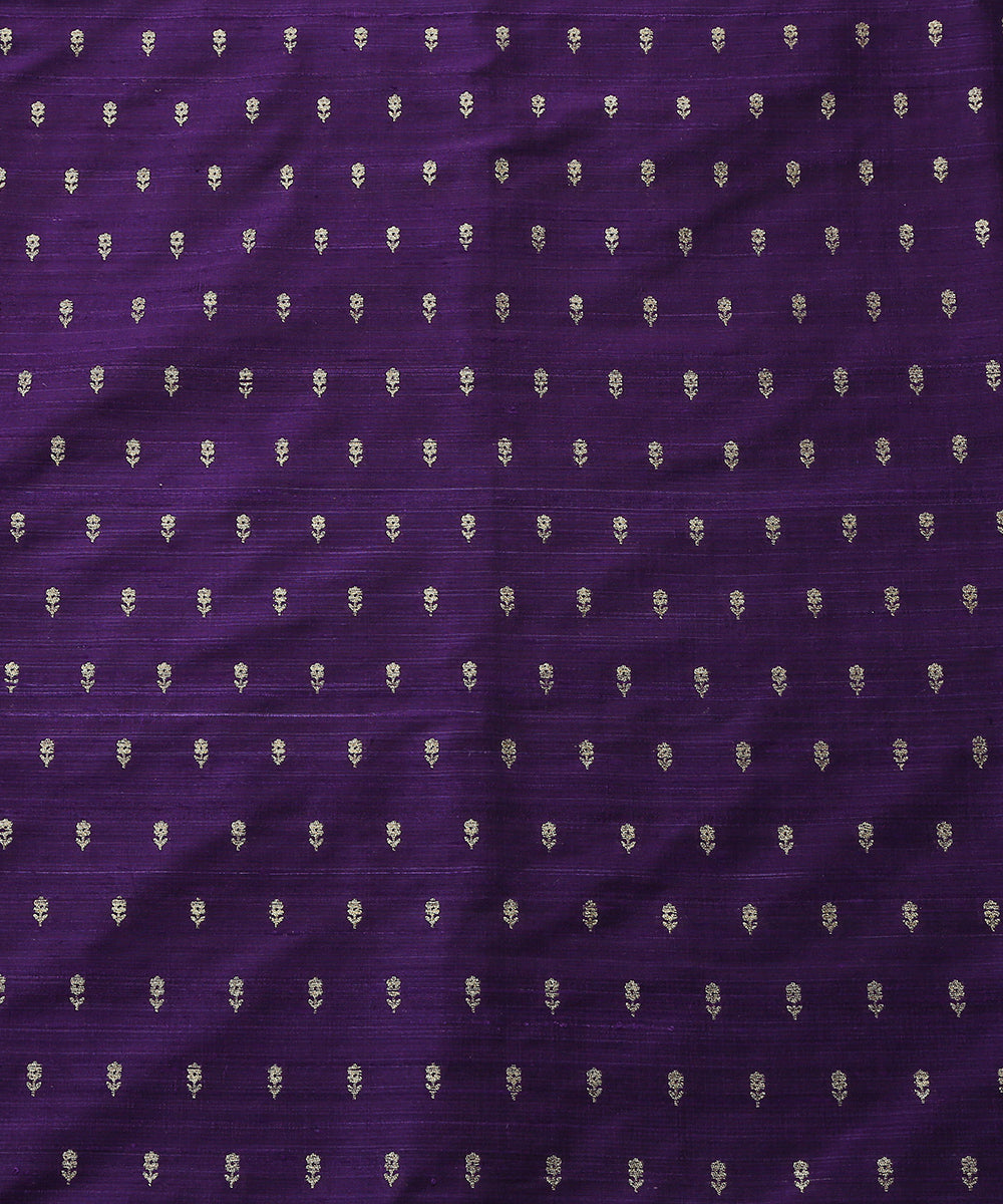 Handloom_Voilet_Pure_Tussar_Silk_Banarasi_Fabric_With_Cutwork_Booti_WeaverStory_02