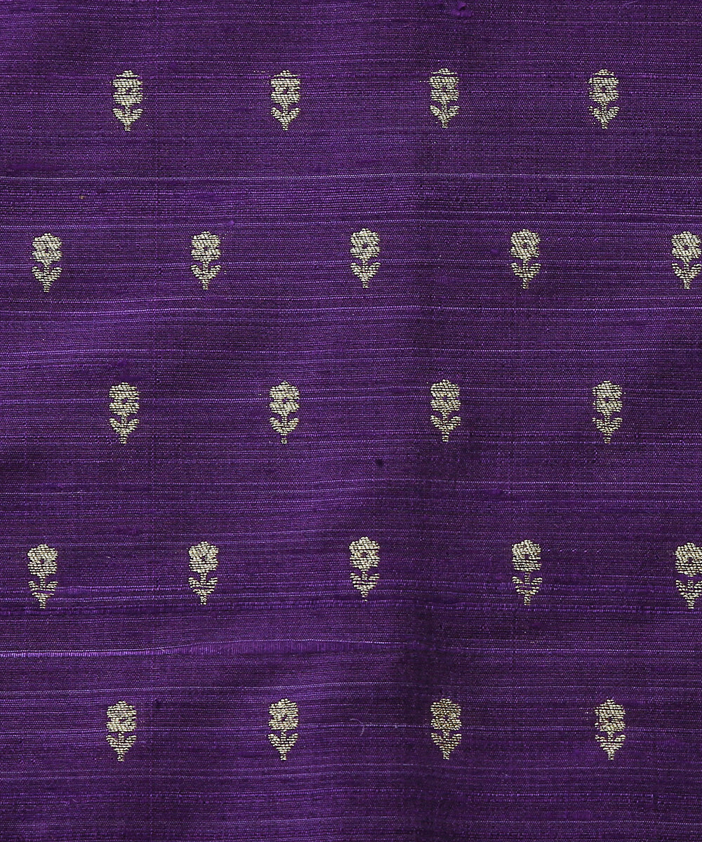 Handloom_Voilet_Pure_Tussar_Silk_Banarasi_Fabric_With_Cutwork_Booti_WeaverStory_03