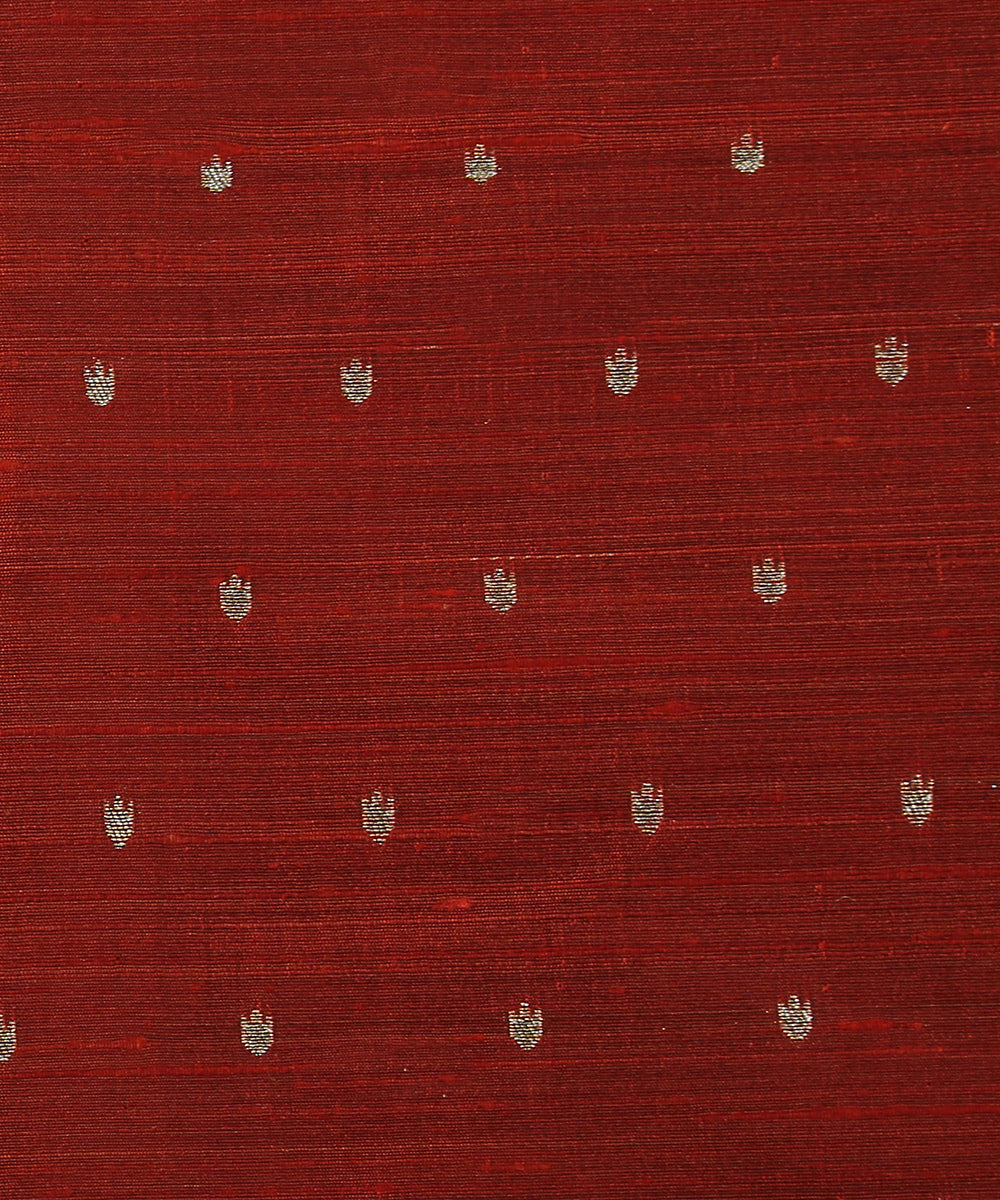 Handloom_Dark_Brown_Double_Shade_Pure_Tussar_Silk_Banarasi_Fabric_With_Cutwork_Booti_WeaverStory_03