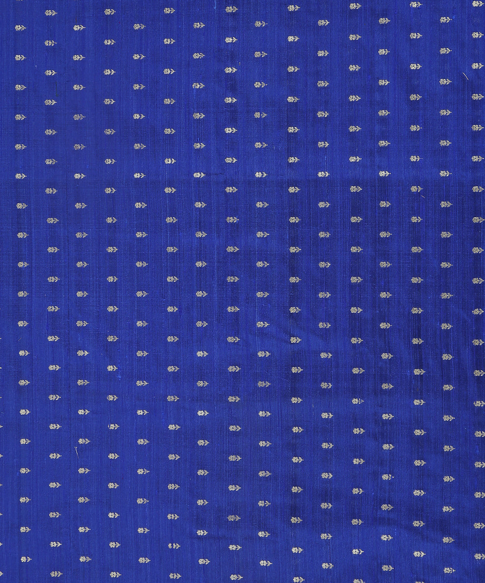 Ink_Blue_Handloom_Pure_Tussar_Silk_Banarasi_Fabric_With_Cutwork_Booti_WeaverStory_02