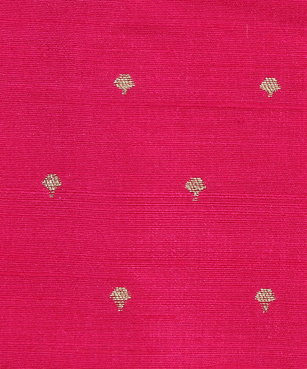 Rani_Pink_Handloom_Pure_Tussar_Silk_Banarasi_Fabric_With_Cutwork_Booti_WeaverStory_03