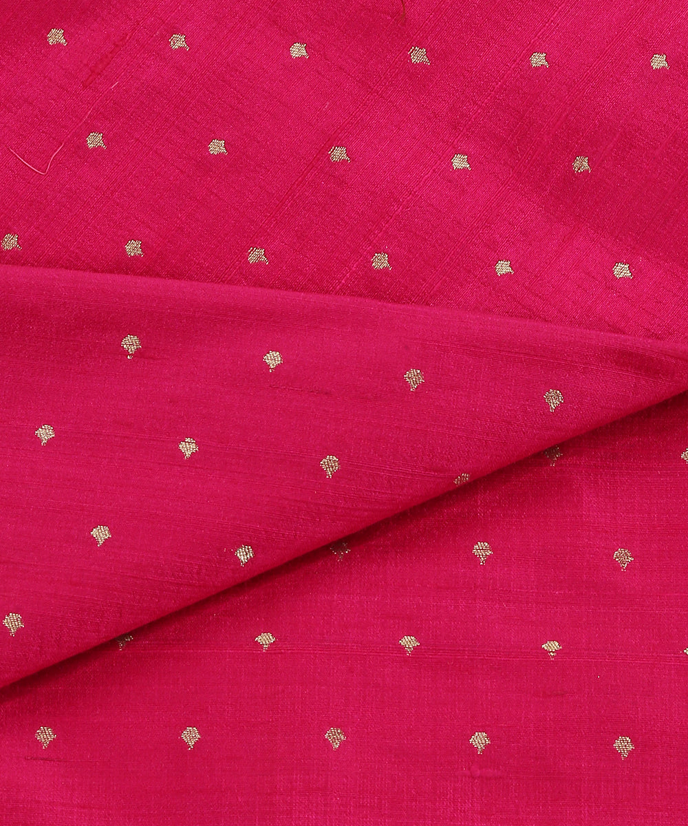 Rani_Pink_Handloom_Pure_Tussar_Silk_Banarasi_Fabric_With_Cutwork_Booti_WeaverStory_04