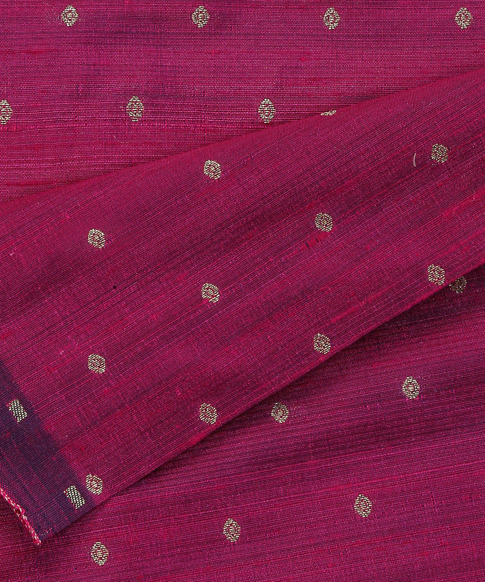 Handloom_Purple_Double_Shade_Pure_Tussar_Silk_Banarasi_Fabric_With_Cutwork_Booti_WeaverStory_04