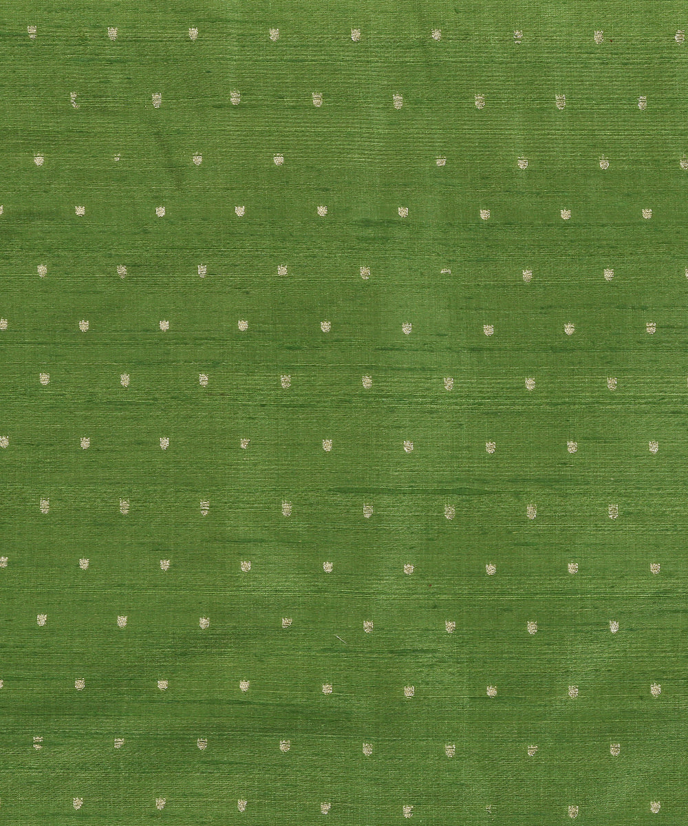 Green_Handloom_Pure_Tussar_Silk_Banarasi_Fabric_With_Cutwork_Booti_WeaverStory_02