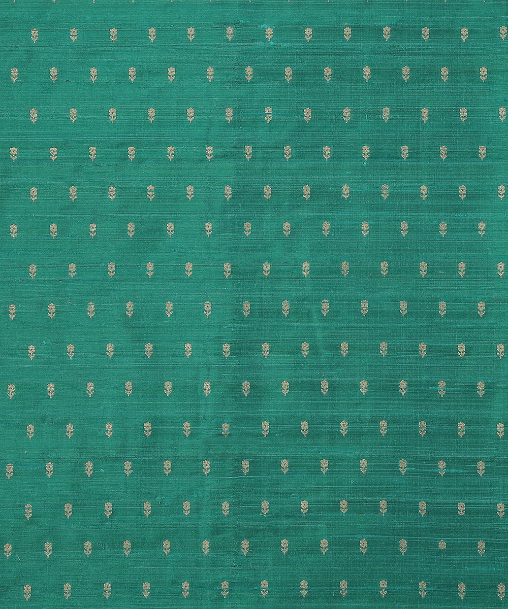 Dark_Mint_Green_Handloom_Pure_Tussar_Silk_Banarasi_Fabric_With_Cutwork_Booti_WeaverStory_02