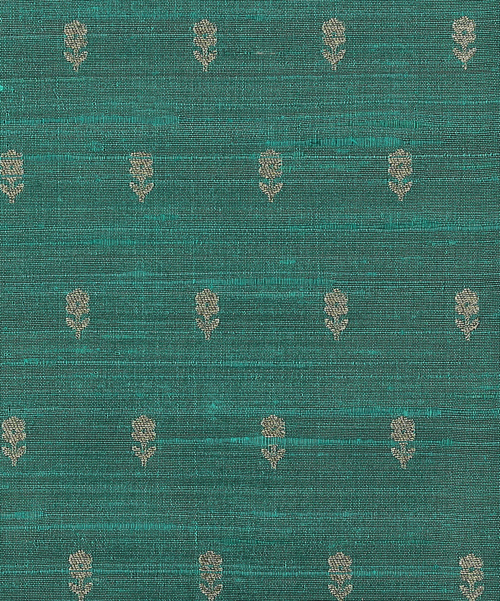 Dark_Mint_Green_Handloom_Pure_Tussar_Silk_Banarasi_Fabric_With_Cutwork_Booti_WeaverStory_03