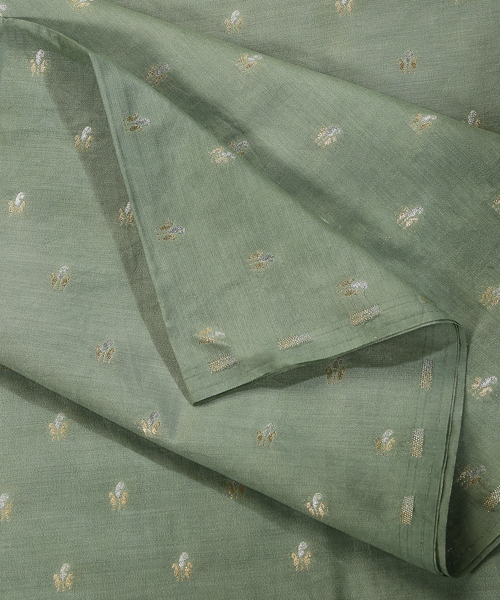Handloom_Pastel_Mint_Green_Pure_Moonga_Silk_Banarasi_Fabric_With_Cutwork_Sona_Rupa_Booti_WeaverStory_04