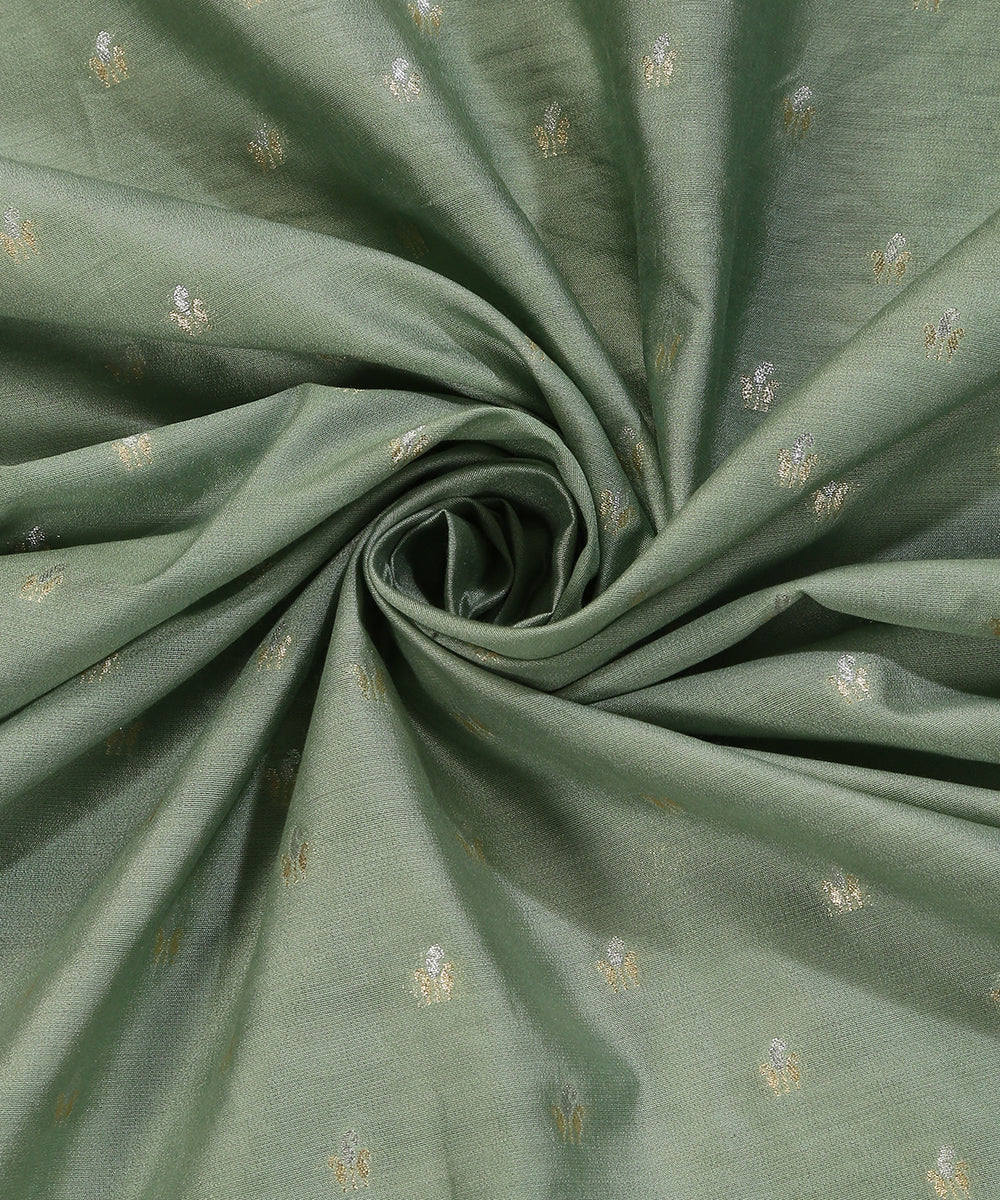 Handloom_Pastel_Mint_Green_Pure_Moonga_Silk_Banarasi_Fabric_With_Cutwork_Sona_Rupa_Booti_WeaverStory_05
