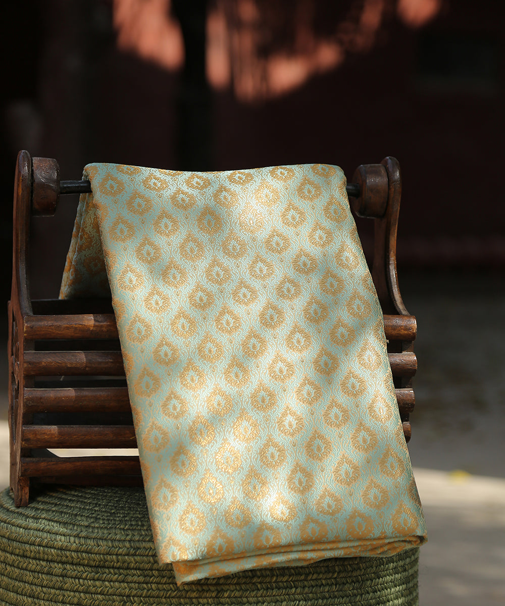 Handloom_Mint_Green_Pure_Katan_Silk_Brocade_Banarasi_Fabric_WeaverStory_01