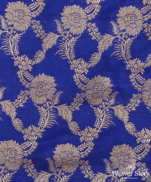 Cobalt_Blue_Handloom_Pure_Katan_Silk_Fabric_With_Cutwork_Floral_Jaal_WeaverStory_02