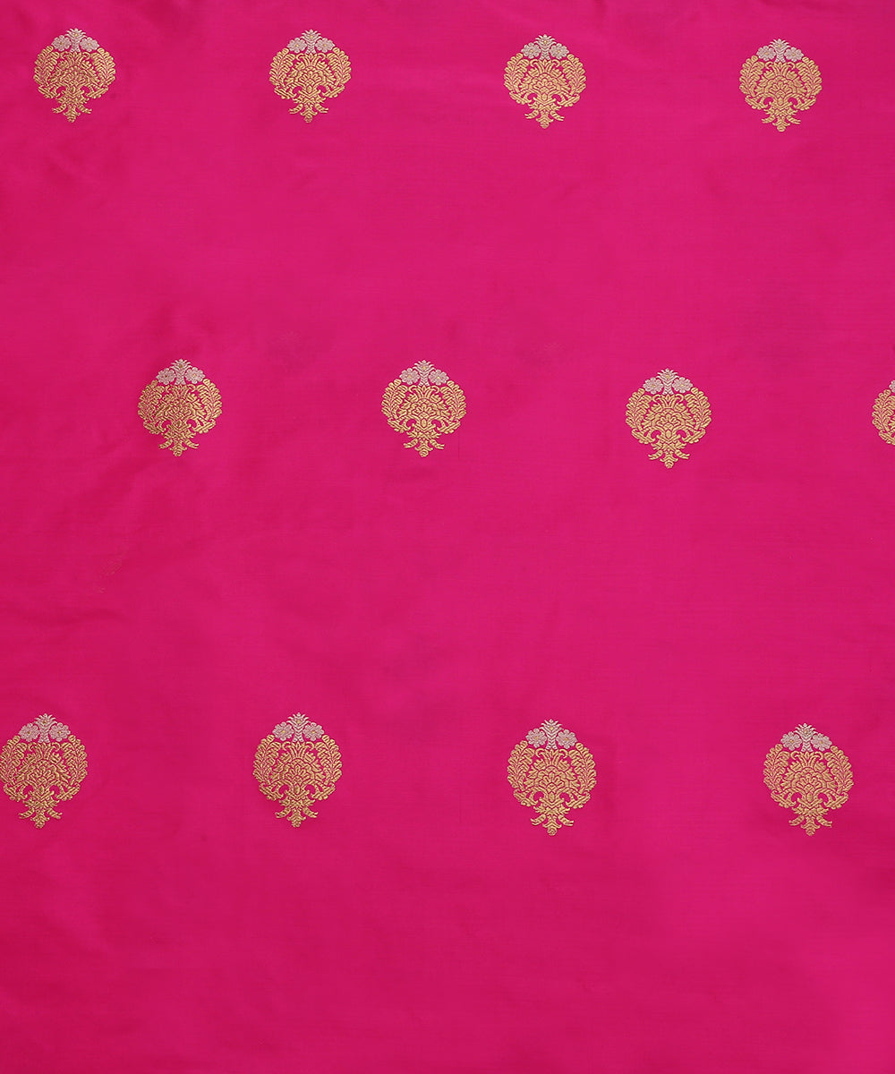 Handloom_Hot_Pink_Pure_Katan_Silk_Banarasi_Fabric_With_Sona_Rupa_Kadhwa_Booti_WeaverStory_02