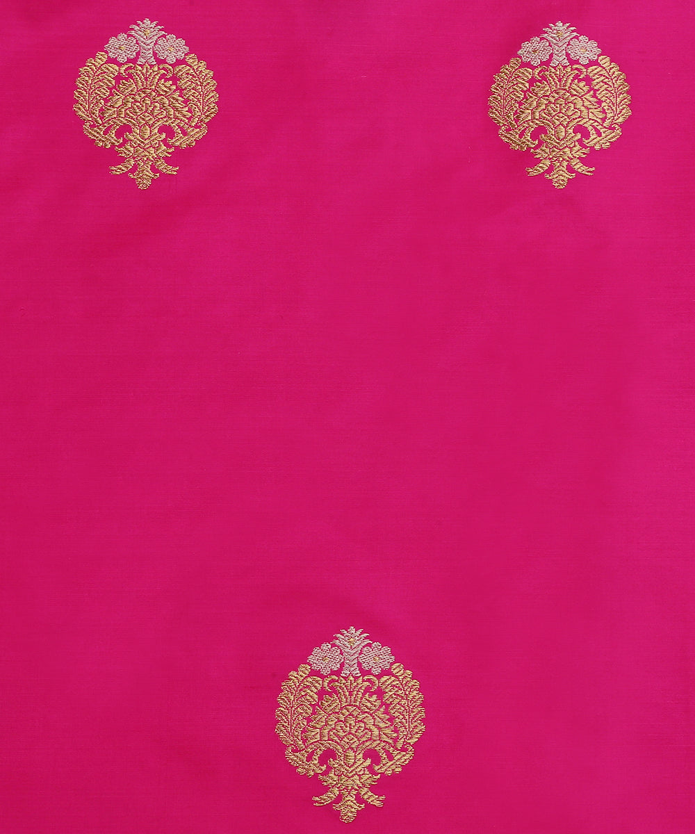 Handloom_Hot_Pink_Pure_Katan_Silk_Banarasi_Fabric_With_Sona_Rupa_Kadhwa_Booti_WeaverStory_03