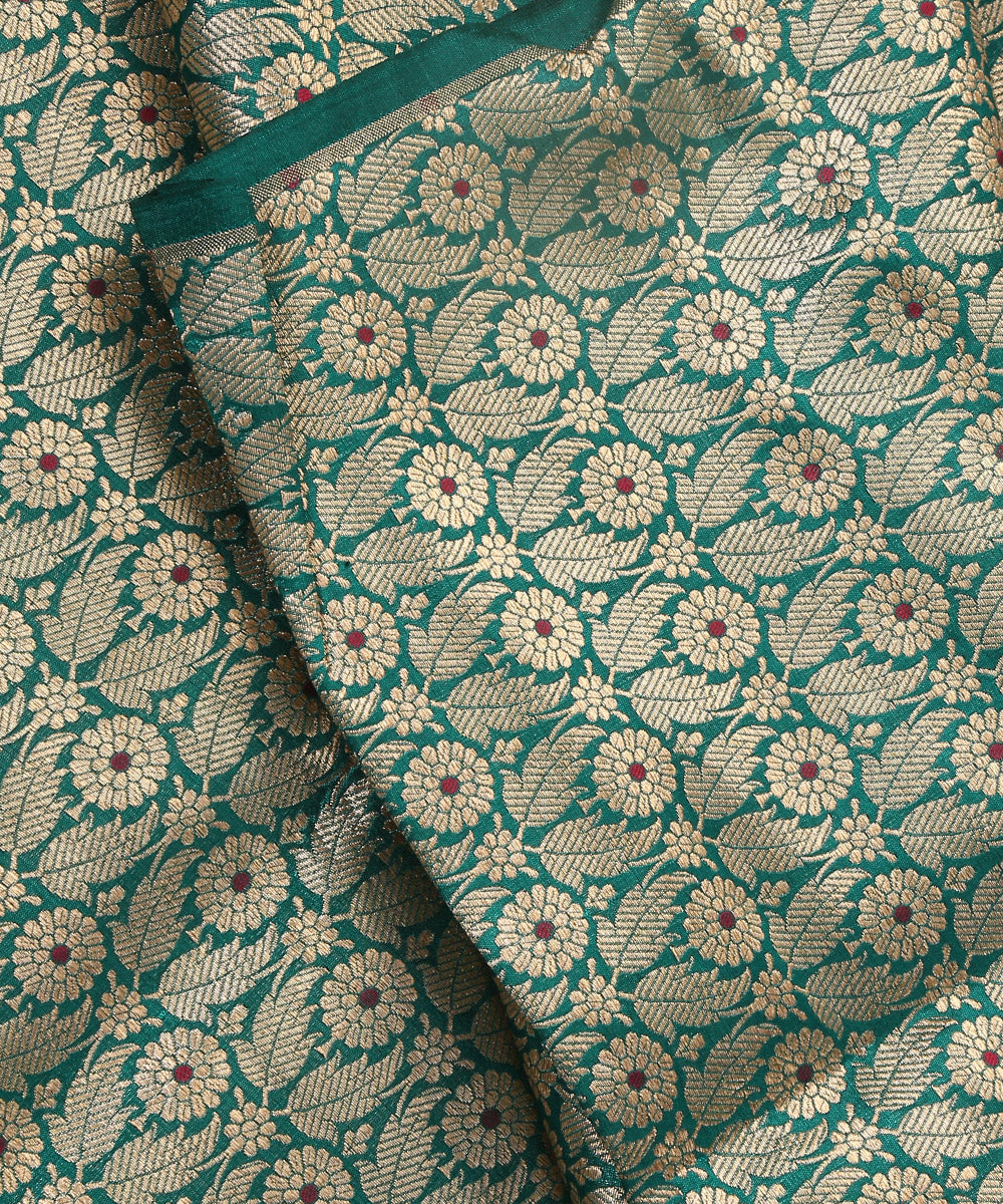 Green_Handloom_Pure_Katan_Silk_Kimkhab_Banarasi_Fabric_With_Meena_Booti_WeaverStory_04