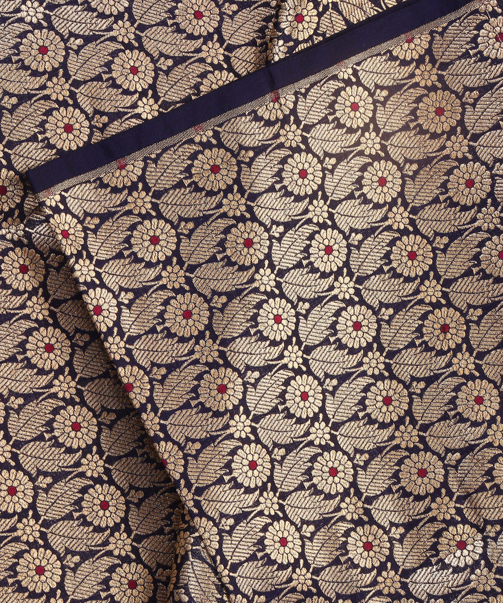 Handloom_Navy_Blue_Pure_Katan_Silk_Banarasi_Kimkhab_Fabric_With_Meena_Booti_WeaverStory_04