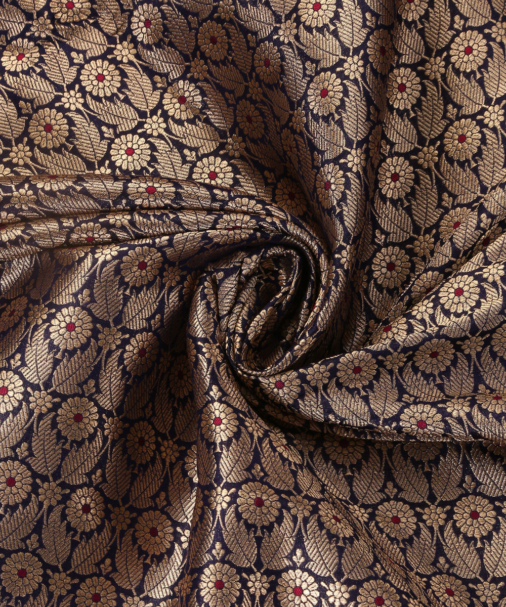 Handloom_Navy_Blue_Pure_Katan_Silk_Banarasi_Kimkhab_Fabric_With_Meena_Booti_WeaverStory_05