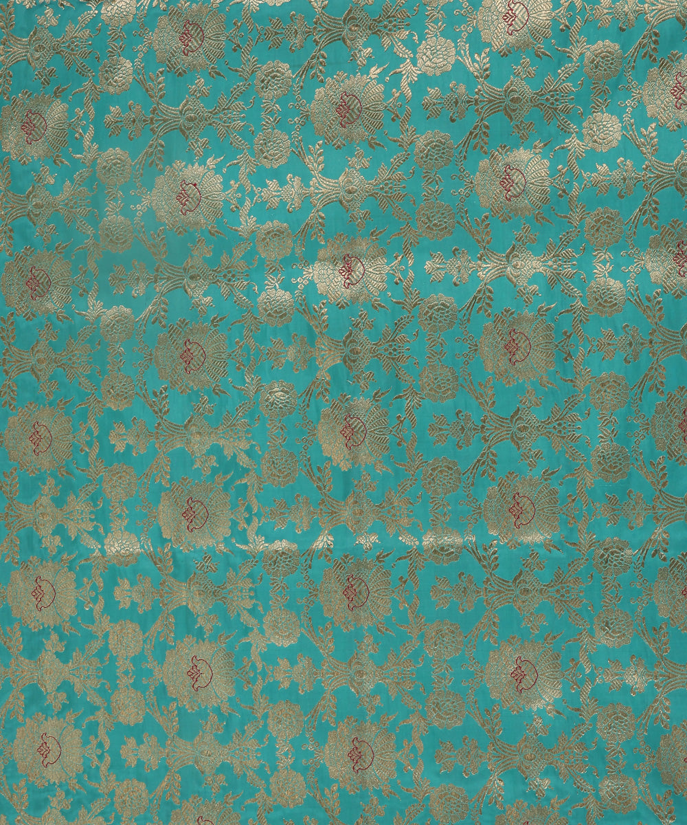 Aqua_Green_Handloom_Pure_Katan_Silk_Kimkhab_Banarasi_Fabric_With_Odhna_Jaal_WeaverStory_02