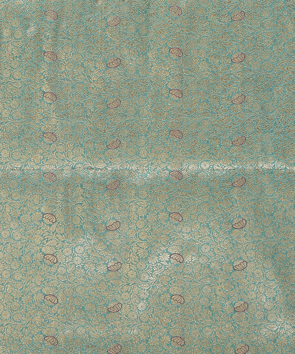 Green_Handloom_Pure_Katan_Silk_Kimkhab_Banarasi_Fabric_With_Wine_Meenakari_In_Flowers_WeaverStory_02