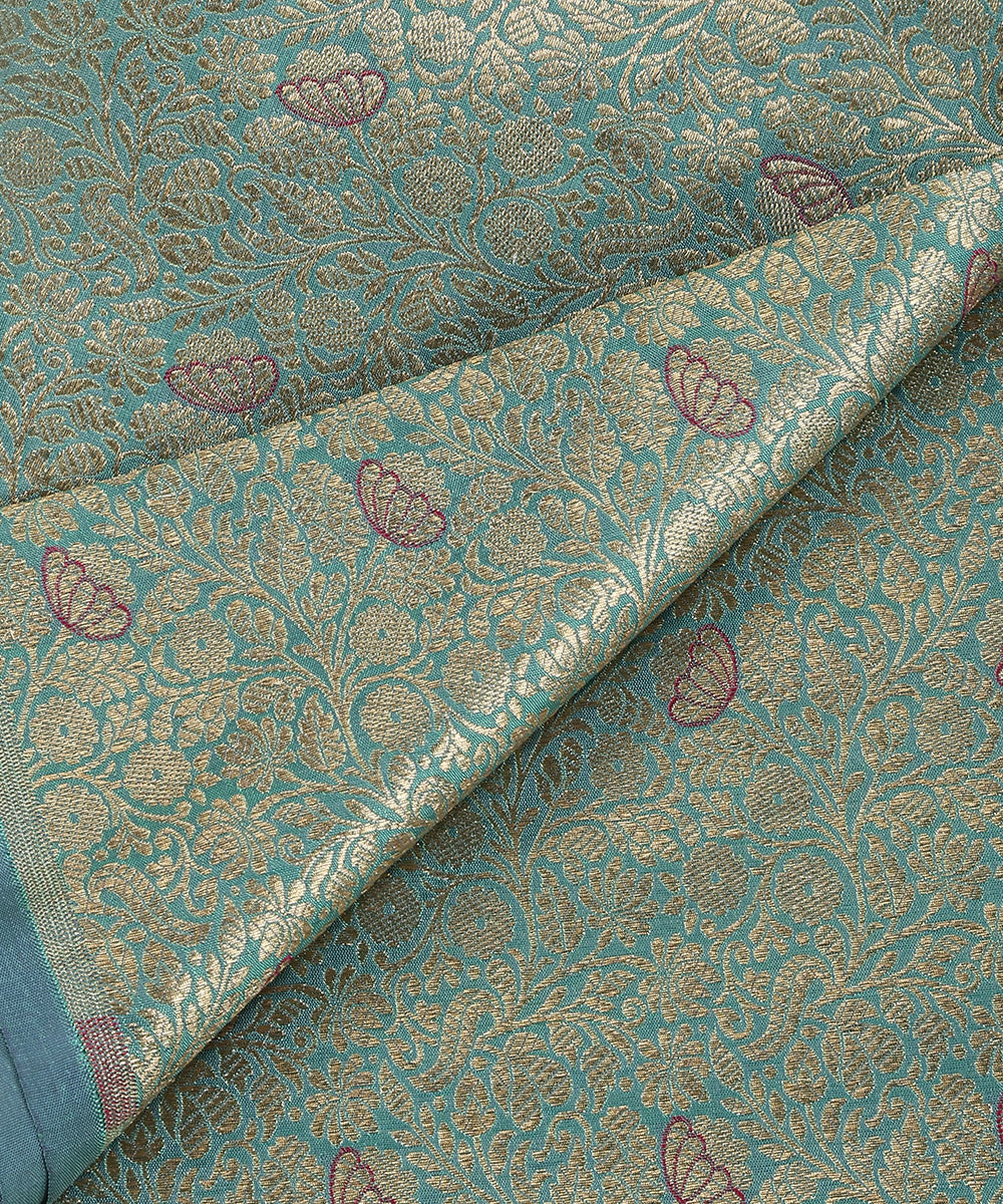 Green_Handloom_Pure_Katan_Silk_Kimkhab_Banarasi_Fabric_With_Wine_Meenakari_In_Flowers_WeaverStory_04