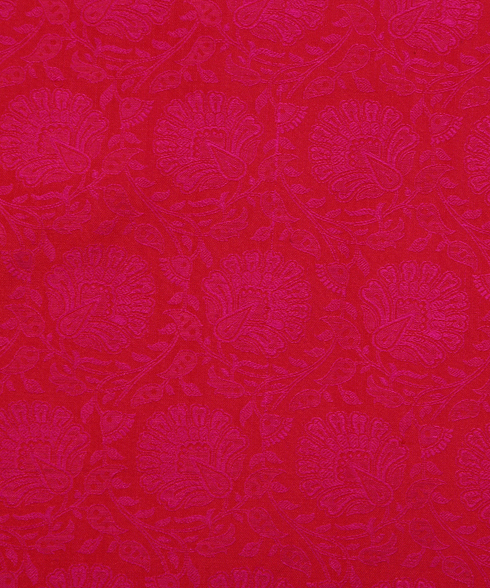 Rani_Pink_Handloom_Pure_Katan_Silk_Tanchoi_Banarasi_Fabric_With_Floral_Weave_WeaverStory_03