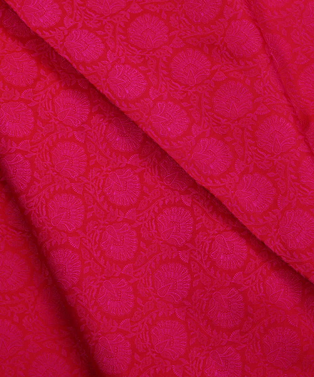 Rani_Pink_Handloom_Pure_Katan_Silk_Tanchoi_Banarasi_Fabric_With_Floral_Weave_WeaverStory_04