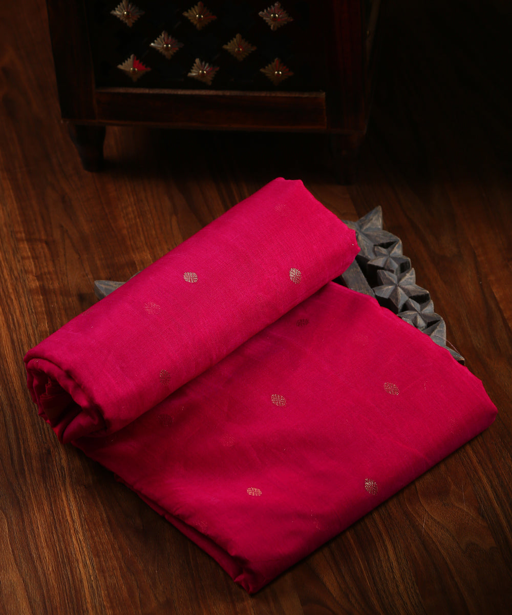 Rani_Handloom_Chanderi_Fabric_With_Zari_Booti_WeaverStory_01