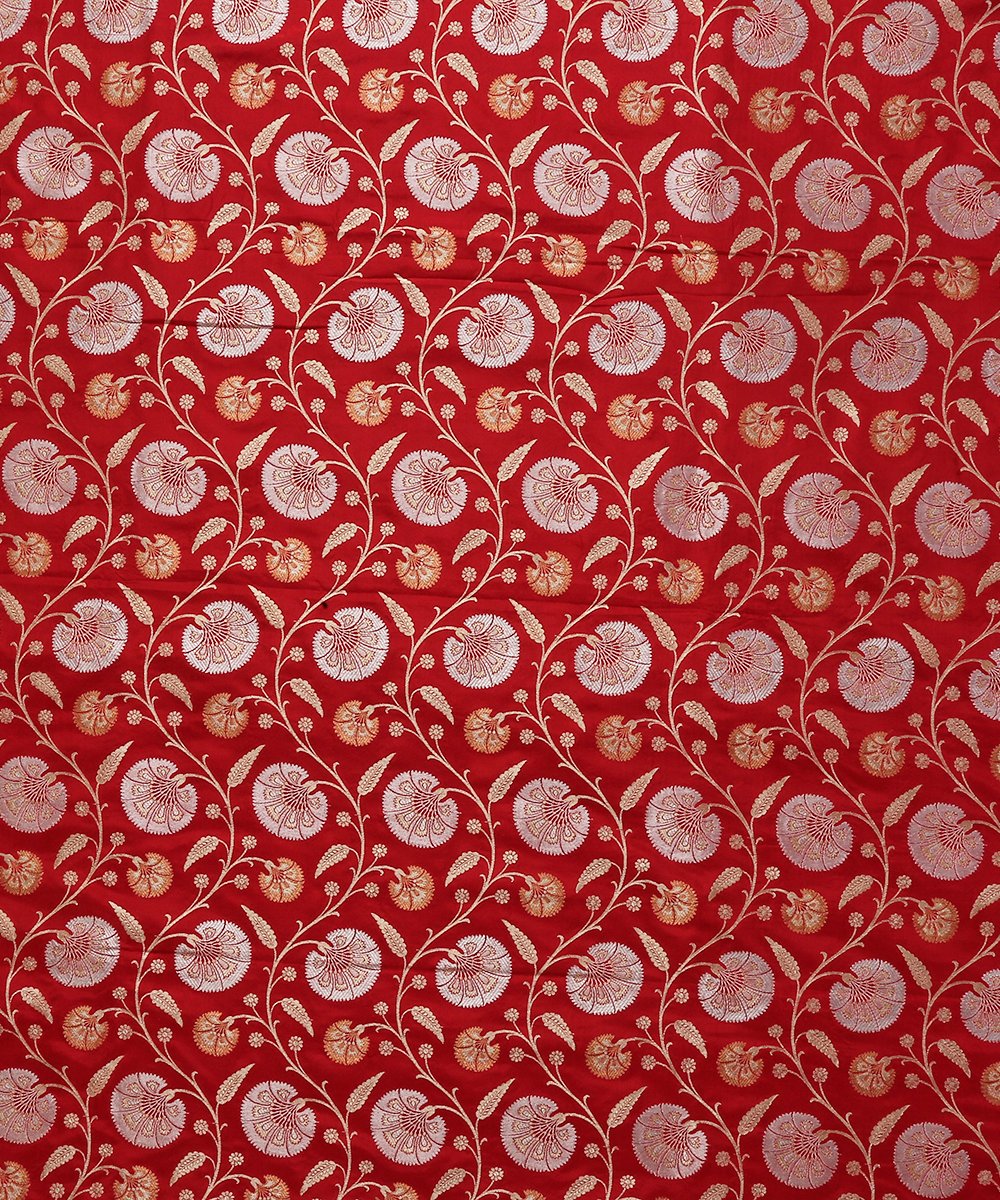 Handloom_Red_Pure_Katan_Silk_Cutwork_Banarasi_Fabric_WeaverStory_02