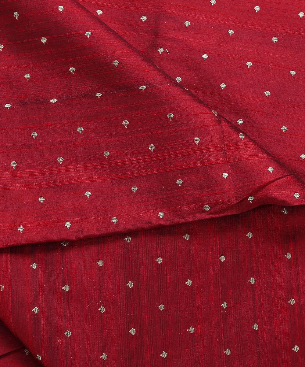 Wine_Handloom_Banarasi_Tusser_Silk_Booti_Fabric_WeaverStory_04