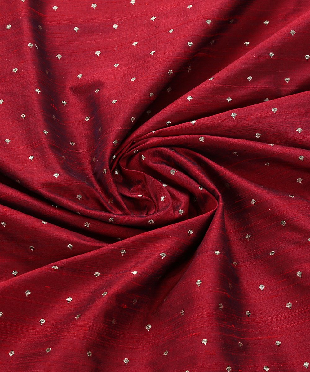 Wine_Handloom_Banarasi_Tusser_Silk_Booti_Fabric_WeaverStory_05