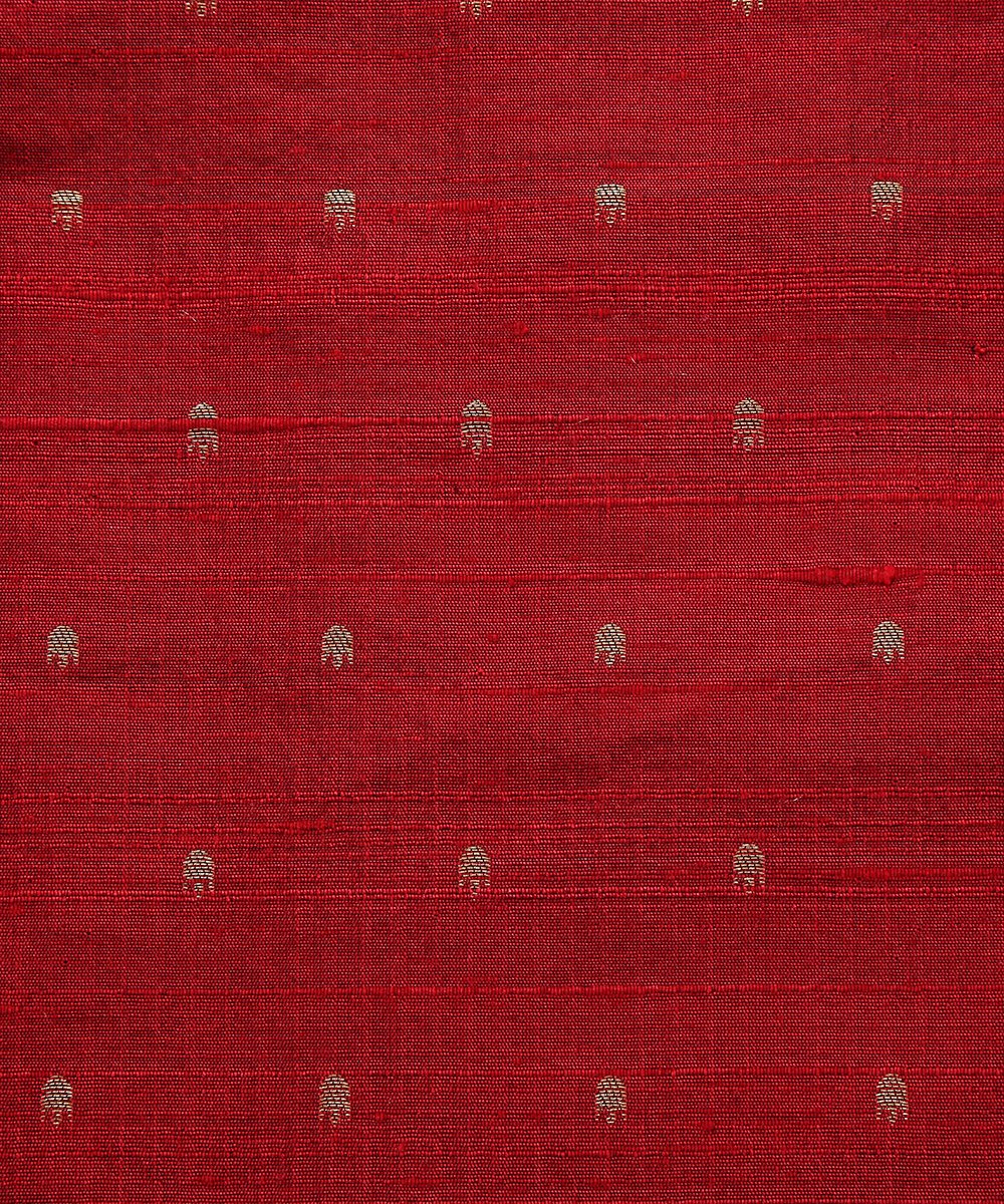 Maroon_Handloom_Tusser_Silk_Banarasi_Fabric_with_Booti_Design_WeaverStory_03