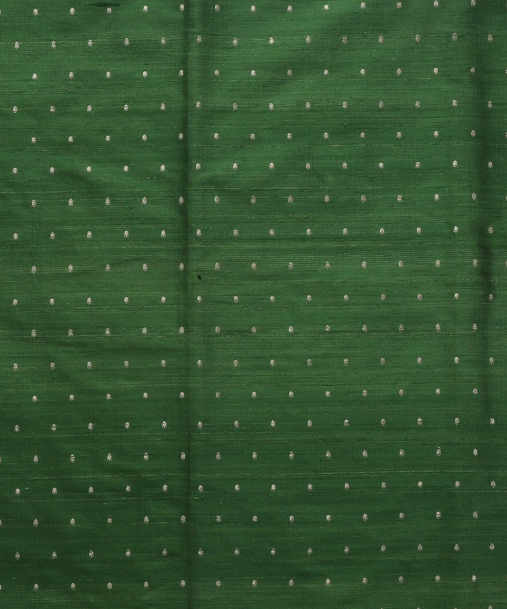 Handloom_Green_Banarasi_Tusser_Silk_Fabric_with_Booti_WeaverStory_02
