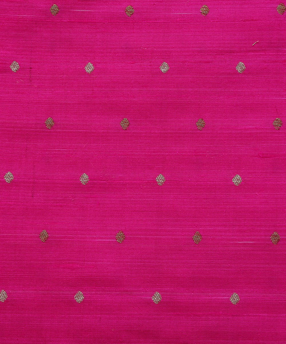 Majenta_Handloom_Tusser_Silk_Banarasi_Fabric_with_Booti_Design_WeaverStory_03