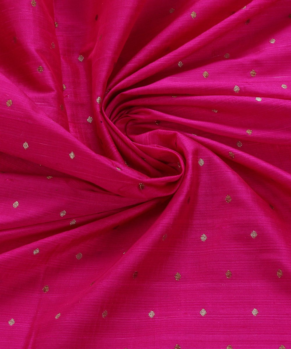 Majenta_Handloom_Tusser_Silk_Banarasi_Fabric_with_Booti_Design_WeaverStory_05