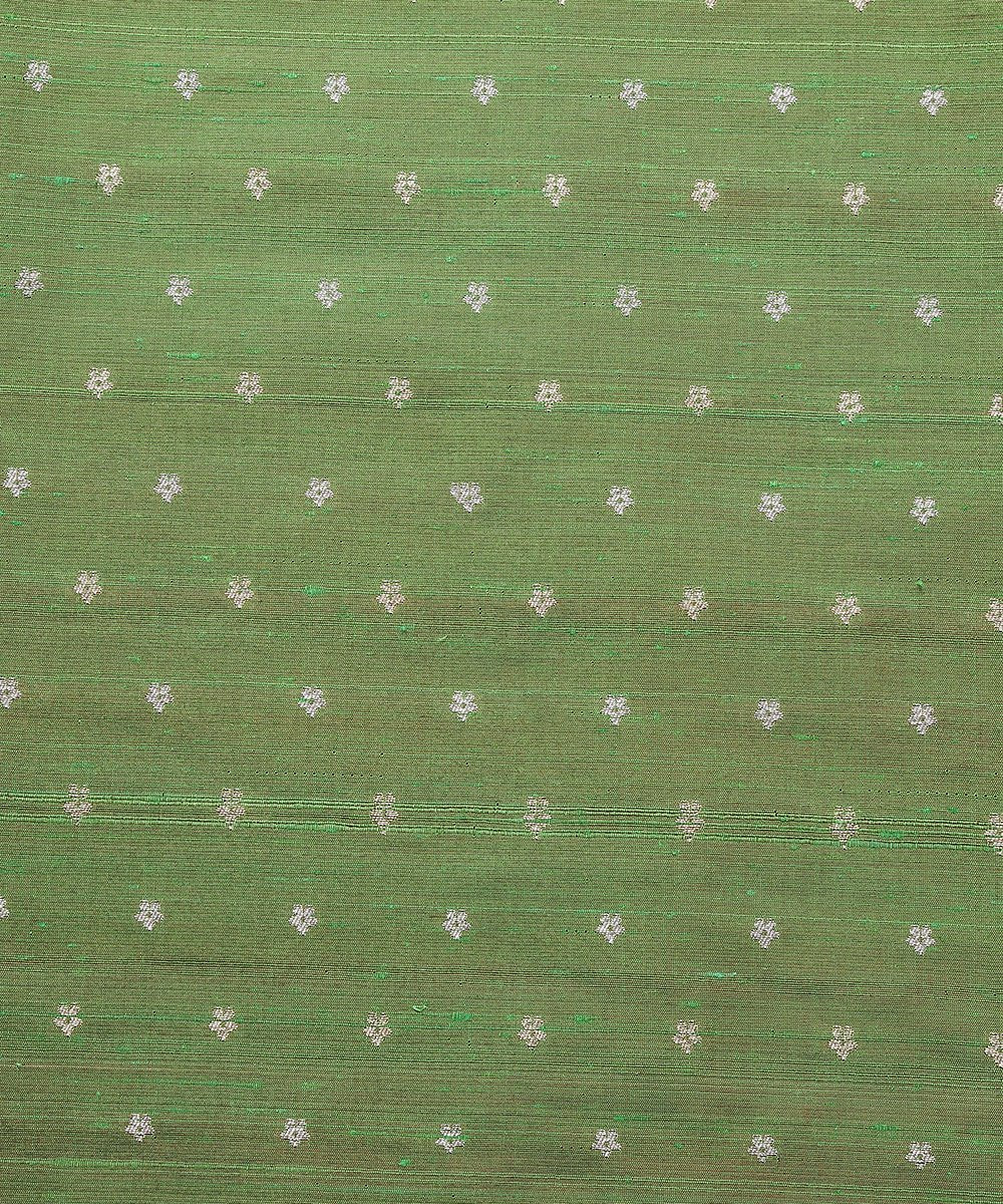 Green_Dual_Tone_Tusser_Silk_Banarasi_Fabric_with_Booti_Design_WeaverStory_03