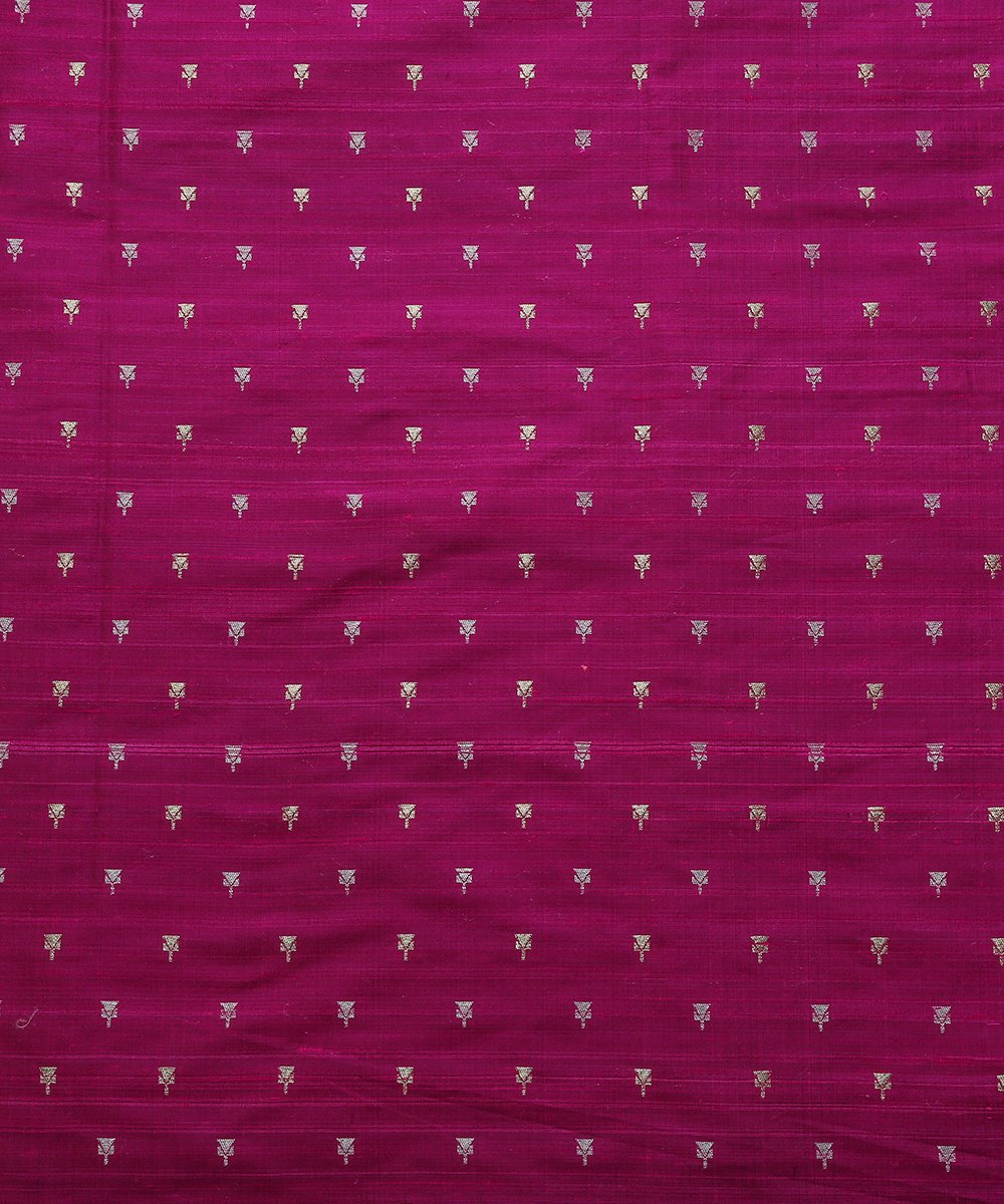 Handloom_Plum_Banarasi_Tusser_Silk_Booti_Fabric_WeaverStory_02