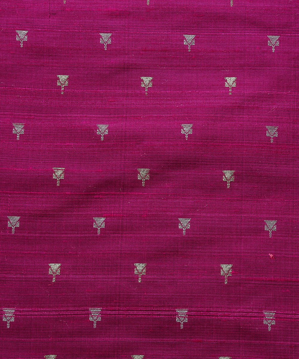 Handloom_Plum_Banarasi_Tusser_Silk_Booti_Fabric_WeaverStory_03