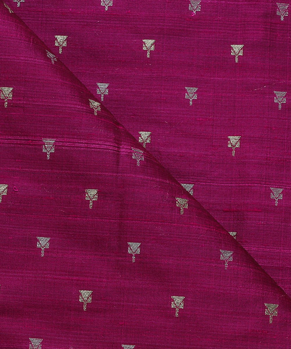 Handloom_Plum_Banarasi_Tusser_Silk_Booti_Fabric_WeaverStory_04